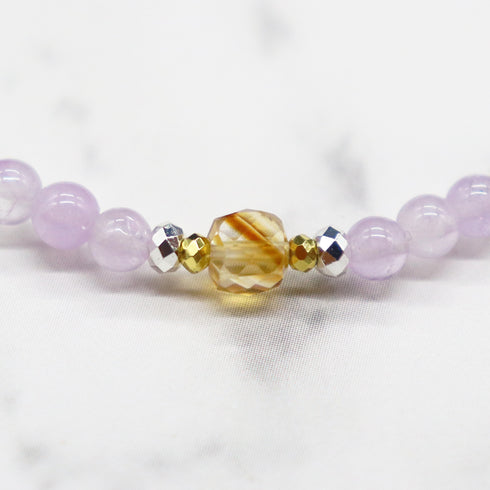 【月光紫水晶】玳瑁天珠 x 薰衣草紫水晶 x 花园紫水晶 x 磷灰石手链