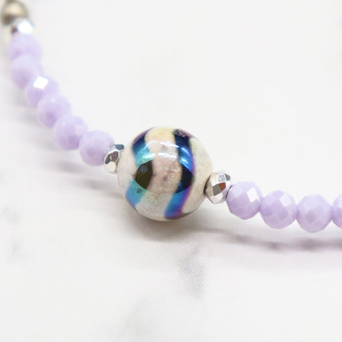 【Moon Lady Amethyst】水紋天珠×ラベンダーアメシスト×ジルコニア×マザーオブパール ブレスレット
