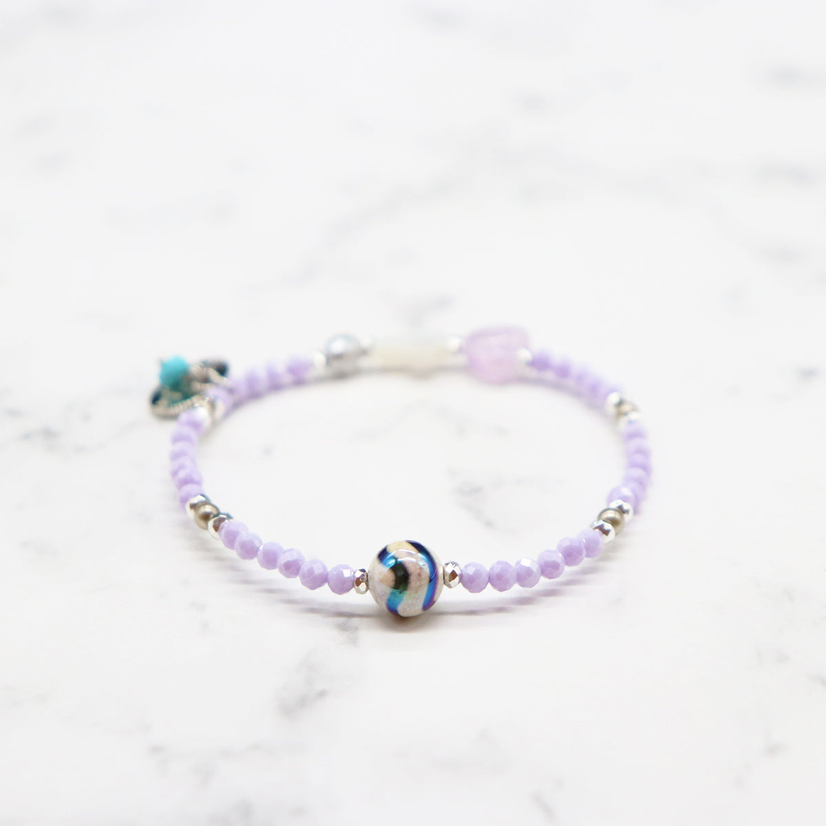 Moon Lady Amethyst】水紋天珠×ラベンダーアメシスト×ジルコニア