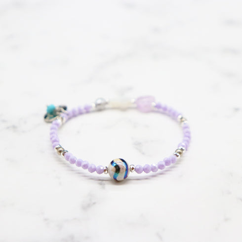 【Moon Lady Amethyst】水紋天珠×ラベンダーアメシスト×ジルコニア×マザーオブパール ブレスレット