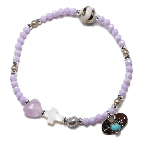 【Moon Lady Amethyst】水紋天珠×ラベンダーアメシスト×ジルコニア×マザーオブパール ブレスレット