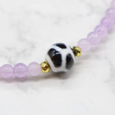 【月亮女神紫水晶】玳瑁天珠 x 薰衣草紫水晶 x 拉长石手链