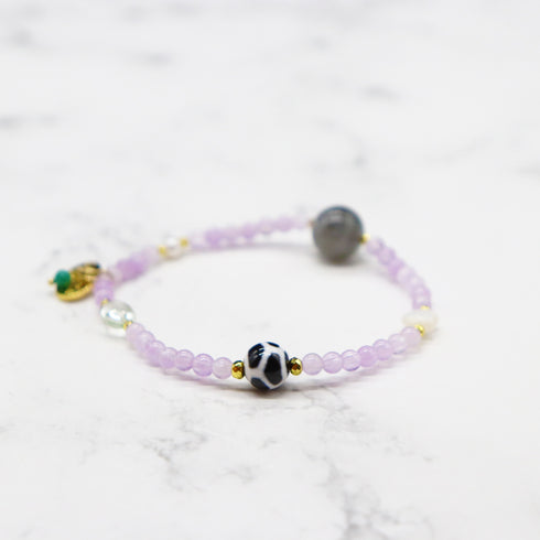 【月亮女神紫水晶】玳瑁天珠 x 薰衣草紫水晶 x 拉长石手链