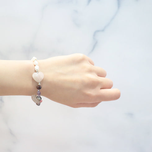 【Moon Lady Amethyst】ガーデンアメシスト×ホワイトシェル×ローズクォーツ ブレスレット