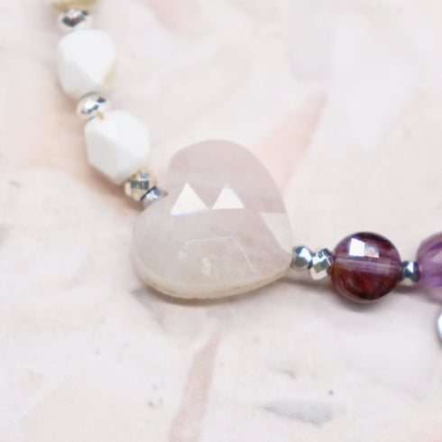 【Moon Lady Amethyst】ガーデンアメシスト×ホワイトシェル×ローズクォーツ ブレスレット