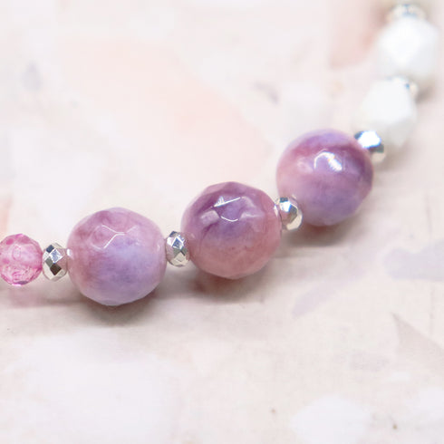 【Moon Lady Amethyst】ガーデンアメシスト×ホワイトシェル×ローズクォーツ ブレスレット