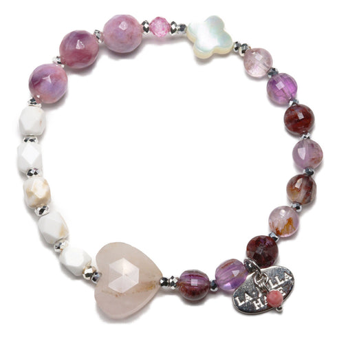 【Moon Lady Amethyst】ガーデンアメシスト×ホワイトシェル×ローズクォーツ ブレスレット