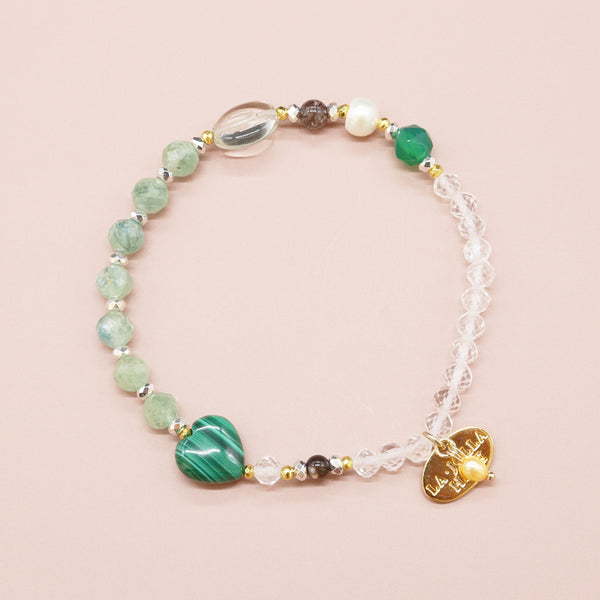 【Moon Lady Amethyst】グリーンアメシスト×マラカイト×カイヤナイト ブレスレット