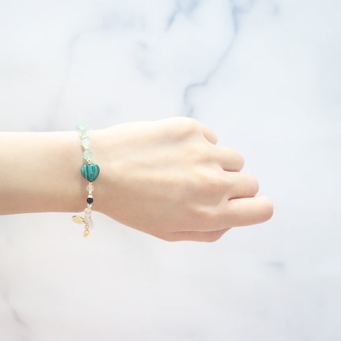 【Moon Lady Amethyst】グリーンアメシスト×マラカイト×カイヤナイト ブレスレット