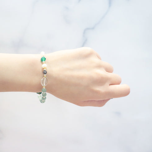 【Moon Lady Amethyst】グリーンアメシスト×マラカイト×カイヤナイト ブレスレット