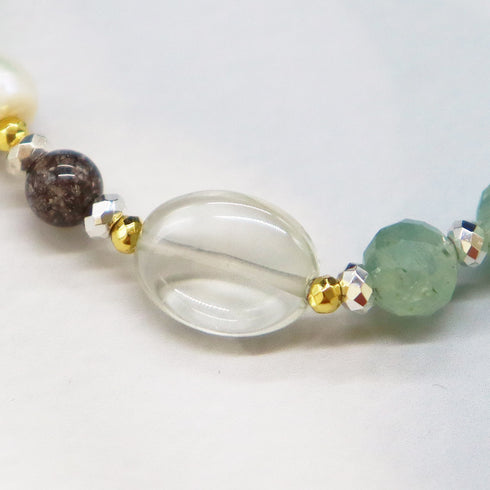 【Moon Lady Amethyst】グリーンアメシスト×マラカイト×カイヤナイト ブレスレット