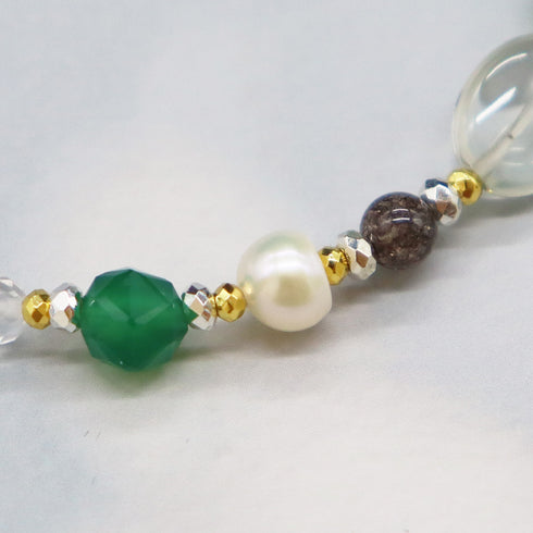 【Moon Lady Amethyst】グリーンアメシスト×マラカイト×カイヤナイト ブレスレット