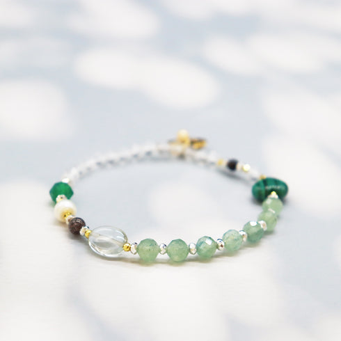【Moon Lady Amethyst】グリーンアメシスト×マラカイト×カイヤナイト ブレスレット