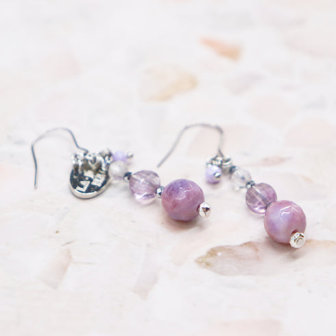 【Moon Lady Amethyst】ガーデンアメシスト×クォーツァイト×水晶 ピアス