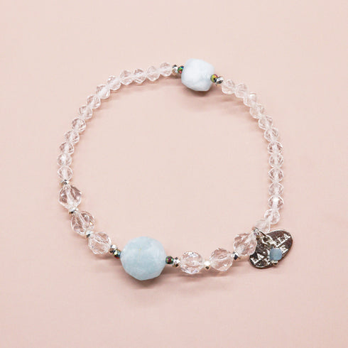 【Deep Sea Party】アクアマリン×水晶 ブレスレット