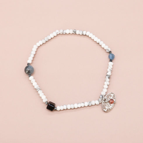 【Deep Sea Party】Black Aquamarine x Aquamarine x Magnesite Bracelet