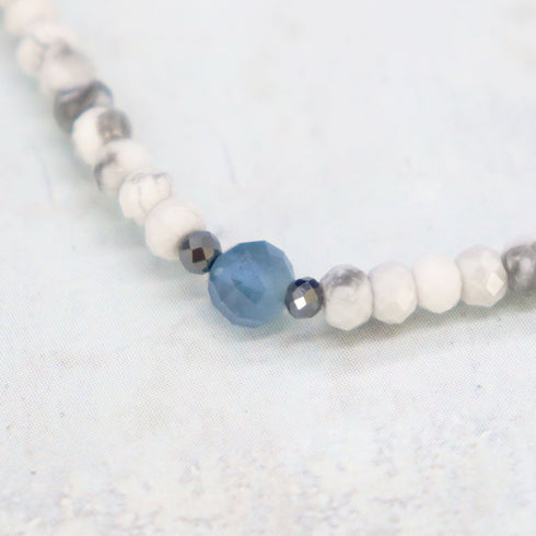 【Deep Sea Party】Black Aquamarine x Aquamarine x Magnesite Bracelet