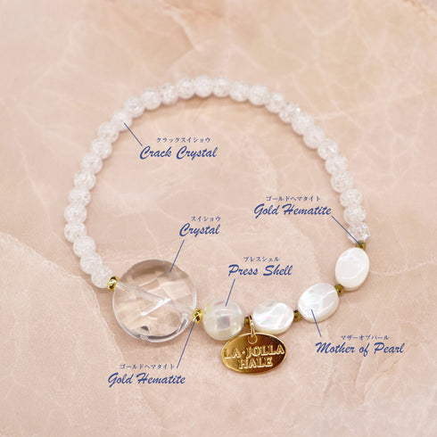【Shining Like Stardust】白水晶×爆裂白水晶×碎贝壳×珍珠母贝手链