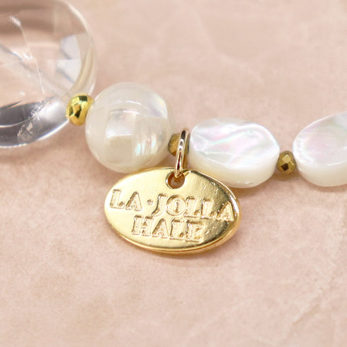 【Shining Like Stardust】白水晶×爆裂白水晶×碎贝壳×珍珠母贝手链