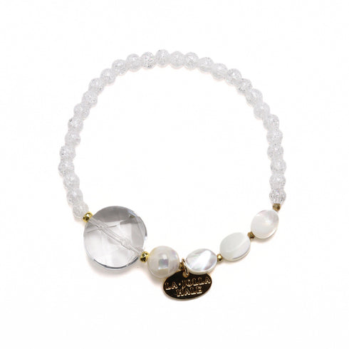 【Shining Like Stardust】白水晶×爆裂白水晶×碎贝壳×珍珠母贝手链