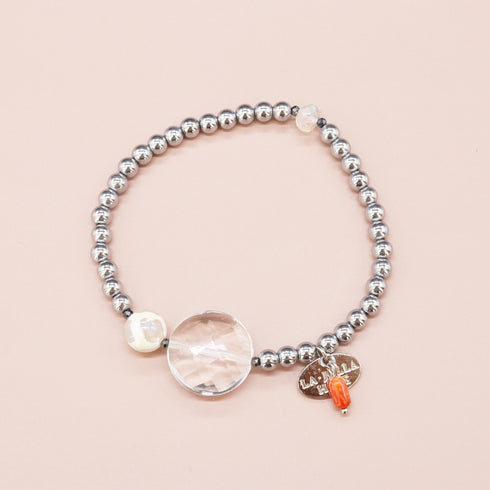 【Shining Like Stardust】亀甲天珠×水晶×ヘマタイト ブレスレット