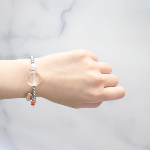 【Shining Like Stardust】亀甲天珠×水晶×ヘマタイト ブレスレット