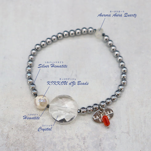 【Shining Like Stardust】亀甲天珠×水晶×ヘマタイト ブレスレット