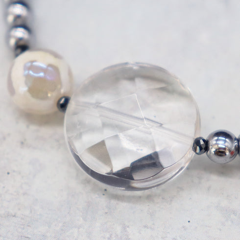 【Shining Like Stardust】亀甲天珠×水晶×ヘマタイト ブレスレット