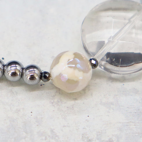 【Shining Like Stardust】亀甲天珠×水晶×ヘマタイト ブレスレット