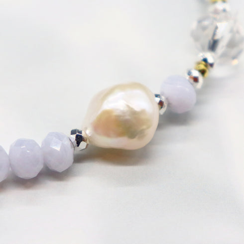 【Mermaid Teardrops】巴洛克珍珠×珍珠×水晶×透石膏手链