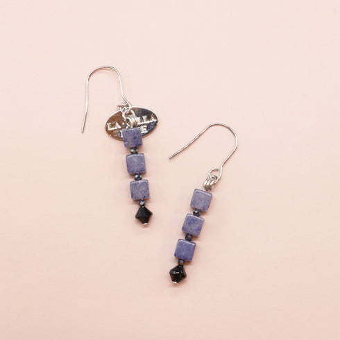 【Longing for Jaipur】ブルーアベンチュリン×オニキス ピアス