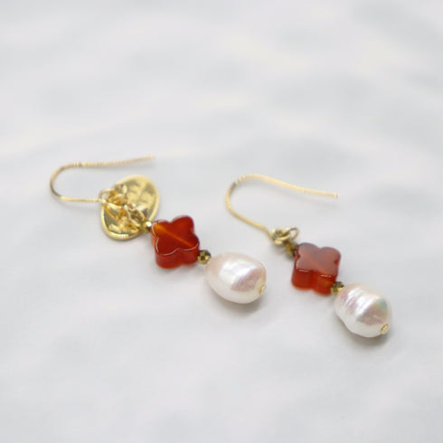 カーネリアン×バロックパール ピアス