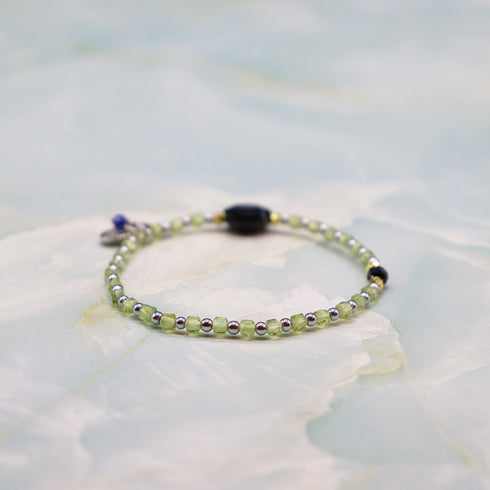 【Green Light Sunshine】ペリドット×ストライプオニキス×オニキス ブレスレット