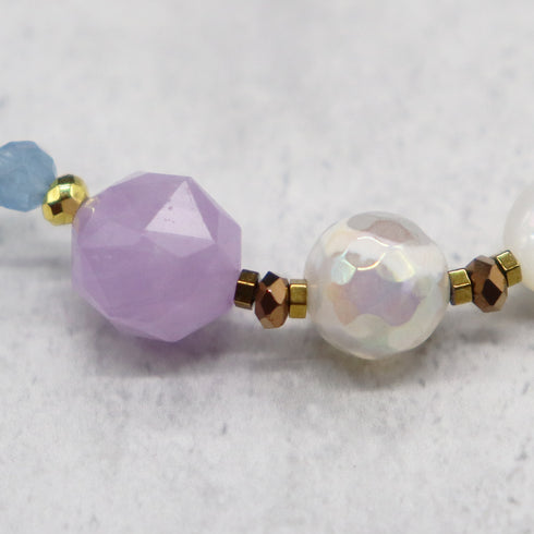 【Starry Sky Fragment】Tortoise Shell Dzi Bead x Lapis Lazuli x Aquamarine x Lavender Amethyst Bracelet