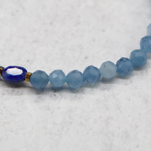【Starry Sky Fragment】Tortoise Shell Dzi Bead x Lapis Lazuli x Aquamarine x Lavender Amethyst Bracelet