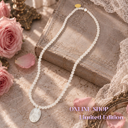 【ONLINE SHOP限定】ローズクォーツ×ホワイトシェル ネックレス