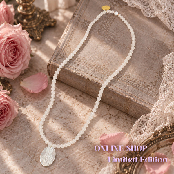 【ONLINE SHOP限定】ローズクォーツ×ホワイトシェル ネックレス