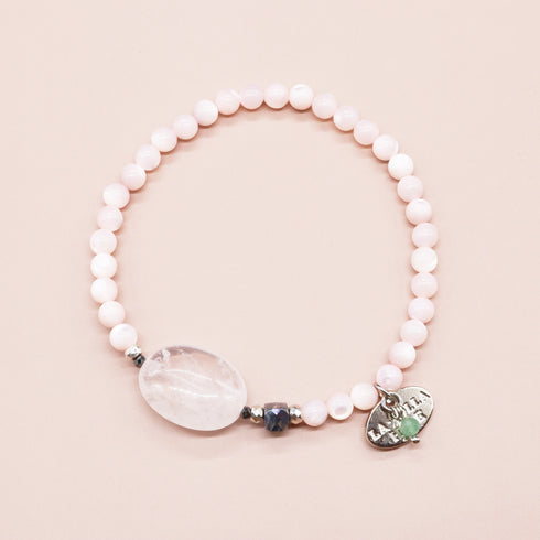 【Blooming Pink Roses】Rose Quartz × Mother of Pearl × Terahertz Bracelet