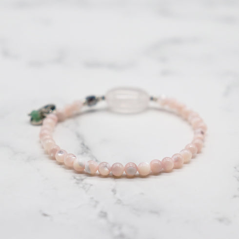 【Blooming Pink Roses】Rose Quartz × Mother of Pearl × Terahertz Bracelet