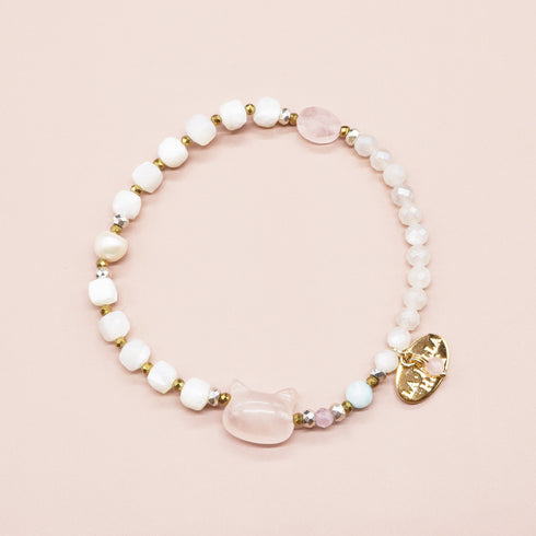 【Blooming Pink Roses】 Rose Quartz × Mother of Pearl × Pearl Bracelet