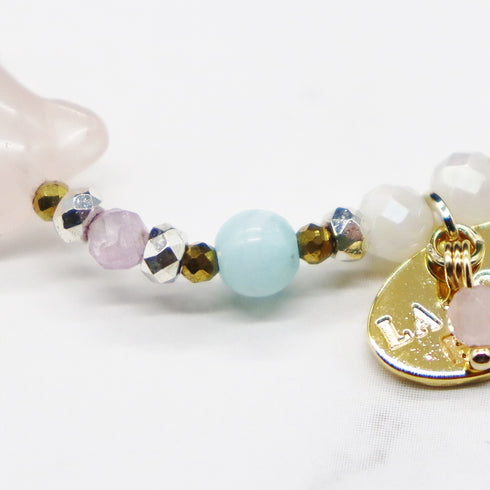 【Blooming Pink Roses】 Rose Quartz × Mother of Pearl × Pearl Bracelet
