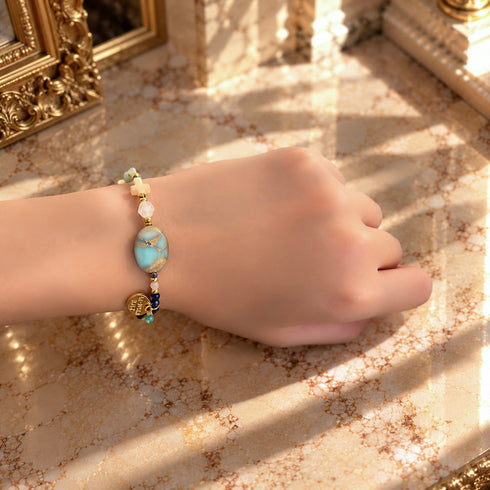 【Blooming Pink Roses】Rose Quartz × Impression Stone × Sodalite Bracelet