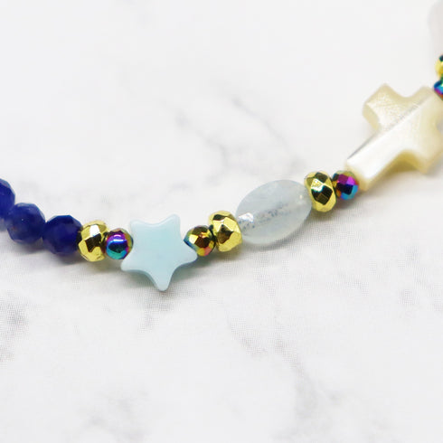 【Blooming Pink Roses】Rose Quartz × Impression Stone × Sodalite Bracelet