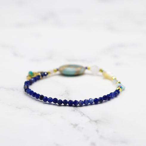【Blooming Pink Roses】Rose Quartz × Impression Stone × Sodalite Bracelet