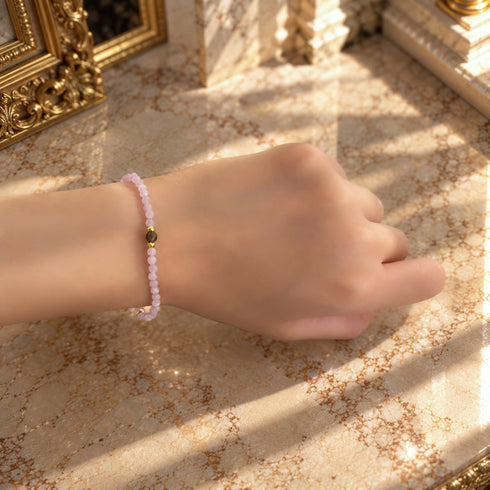 【Blooming Pink Roses】 Rose Quartz × Kunzite × Baroque Pearl Bracelet