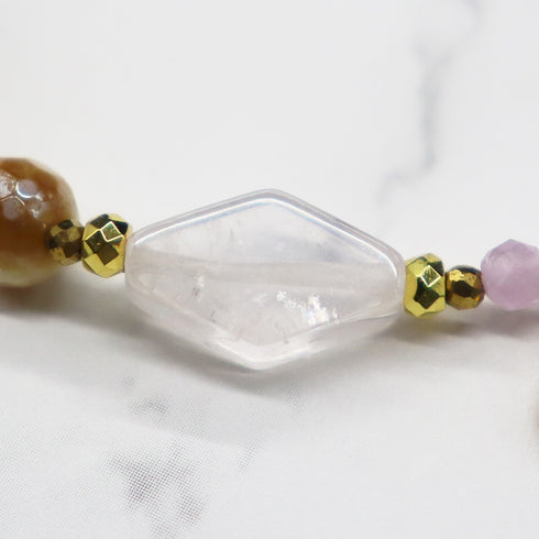 【Blooming Pink Roses】 Rose Quartz × Kunzite × Baroque Pearl Bracelet