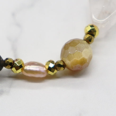 【Blooming Pink Roses】 Rose Quartz × Kunzite × Baroque Pearl Bracelet