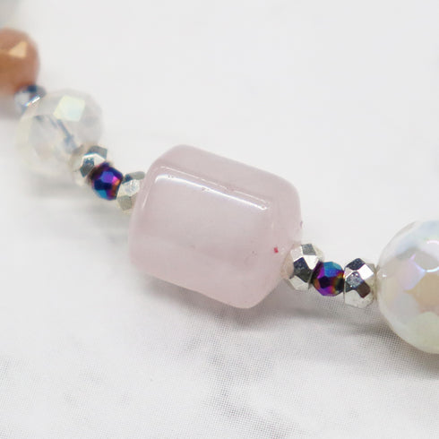 【Blooming Pink Roses】 Tortoiseshell Dzi Bead × Rose Quartz × Abalone Shell × Lapis Lazuli Bracelet