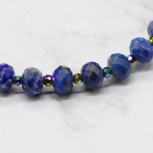 【Blooming Pink Roses】 Tortoiseshell Dzi Bead x Rose Quartz x Lapis Lazuli x Mother of Pearl Bracelet