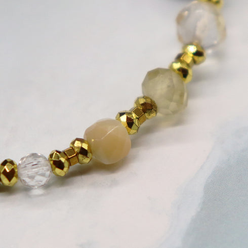 【Starry Sky Fragment】ラピスラズリ×プレスレシェル×シトリン×ジルコニア ブレスレット